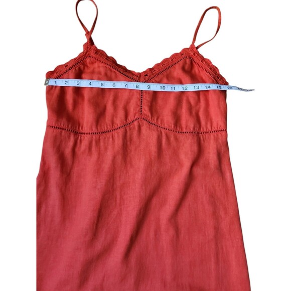 Old Navy Babydoll Linen Blend Cami Midi Dress Womens Medium Eyelet Resort Orange - Picture 8 of 10